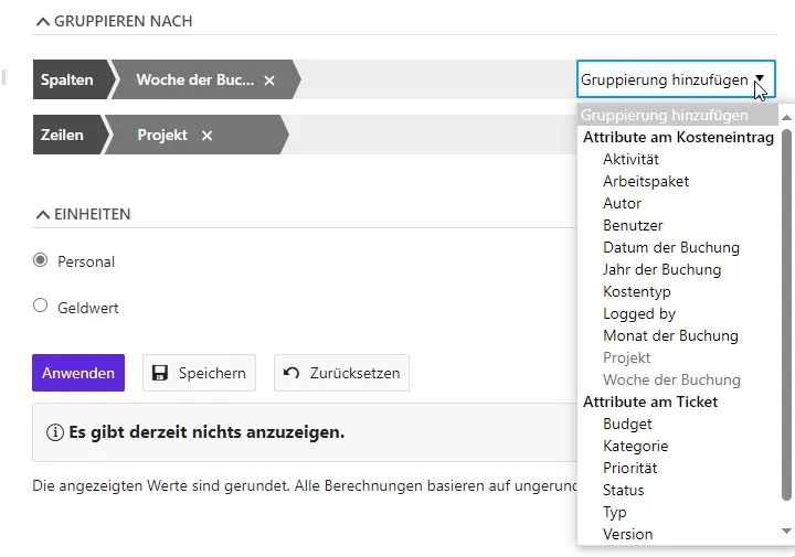 Kostenauswertung-Gruppierung Kostenauswertung-Gruppierung
