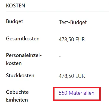 Gebuchte Einheiten Gebuchte Einheiten