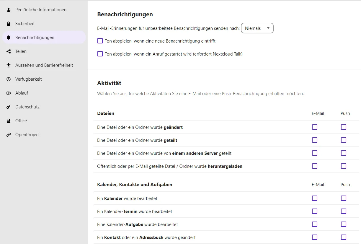 Einstellungen zu Benachrichtigungen Einstellungen zu Benachrichtigungen