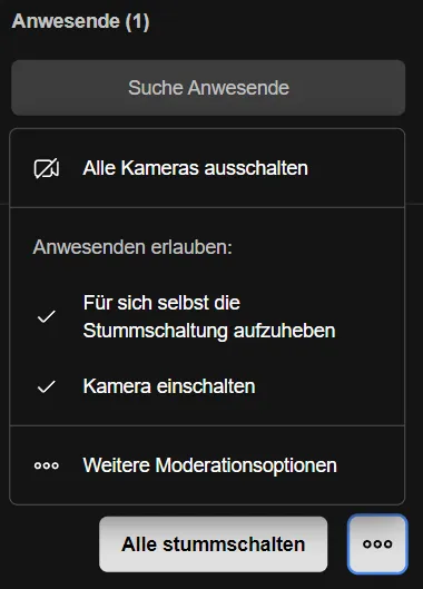 Moderationsoptionen Moderationsoptionen