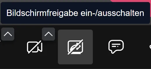 Symbolleiste: Bildschirmfreigane beenden Symbolleiste: Bildschirmfreigane beenden