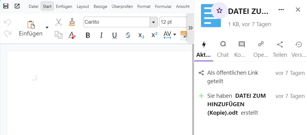 Aktivitäten des Dokuments Aktivitäten des Dokuments