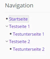 Der Navigations-Bereich mit aufgeklappten Unterseiten Der Navigations-Bereich mit aufgeklappten Unterseiten