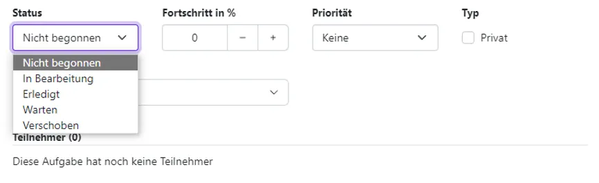 Status auswählen Status auswählen