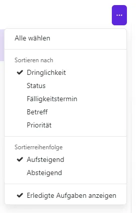 Aufgaben sortieren Aufgaben sortieren