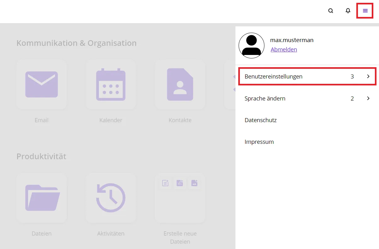 Benutzereinstellungen Benutzereinstellungen