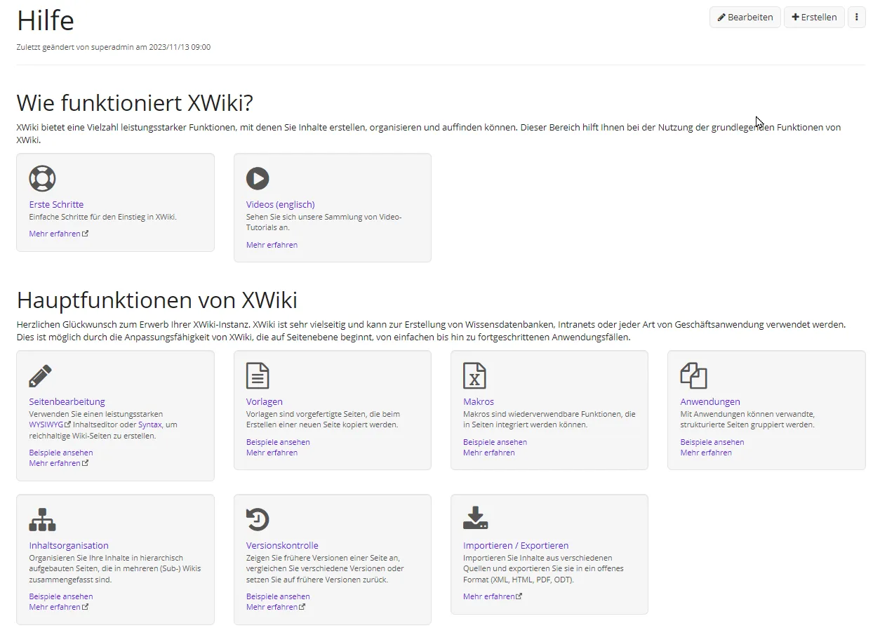 Die Hilfe-Seite Die Hilfe-Seite und ihre einzelnen Punkte im Überblick
