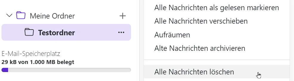 Alle Nachrichten löschen Alle Nachrichten eines Ordners löschen
