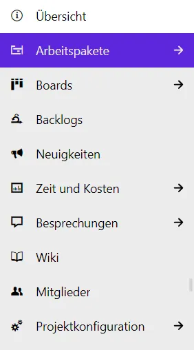 Projektnavigation: Arbeitspakete Projektnavigation: Arbeitspakete
