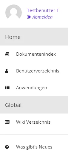 Das geöffnete Hamburger-Menü Das geöffnete Hamburger-Menü