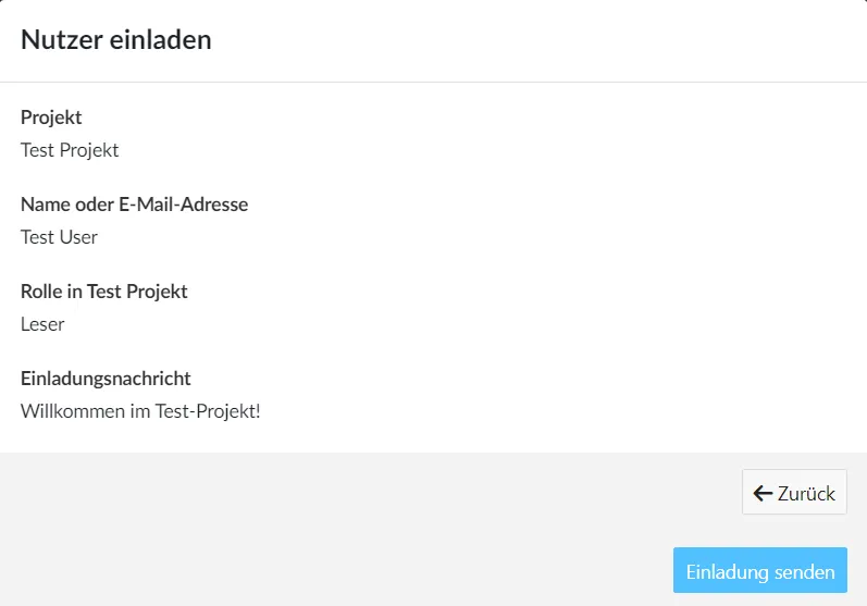 Einladung senden Einladung senden
