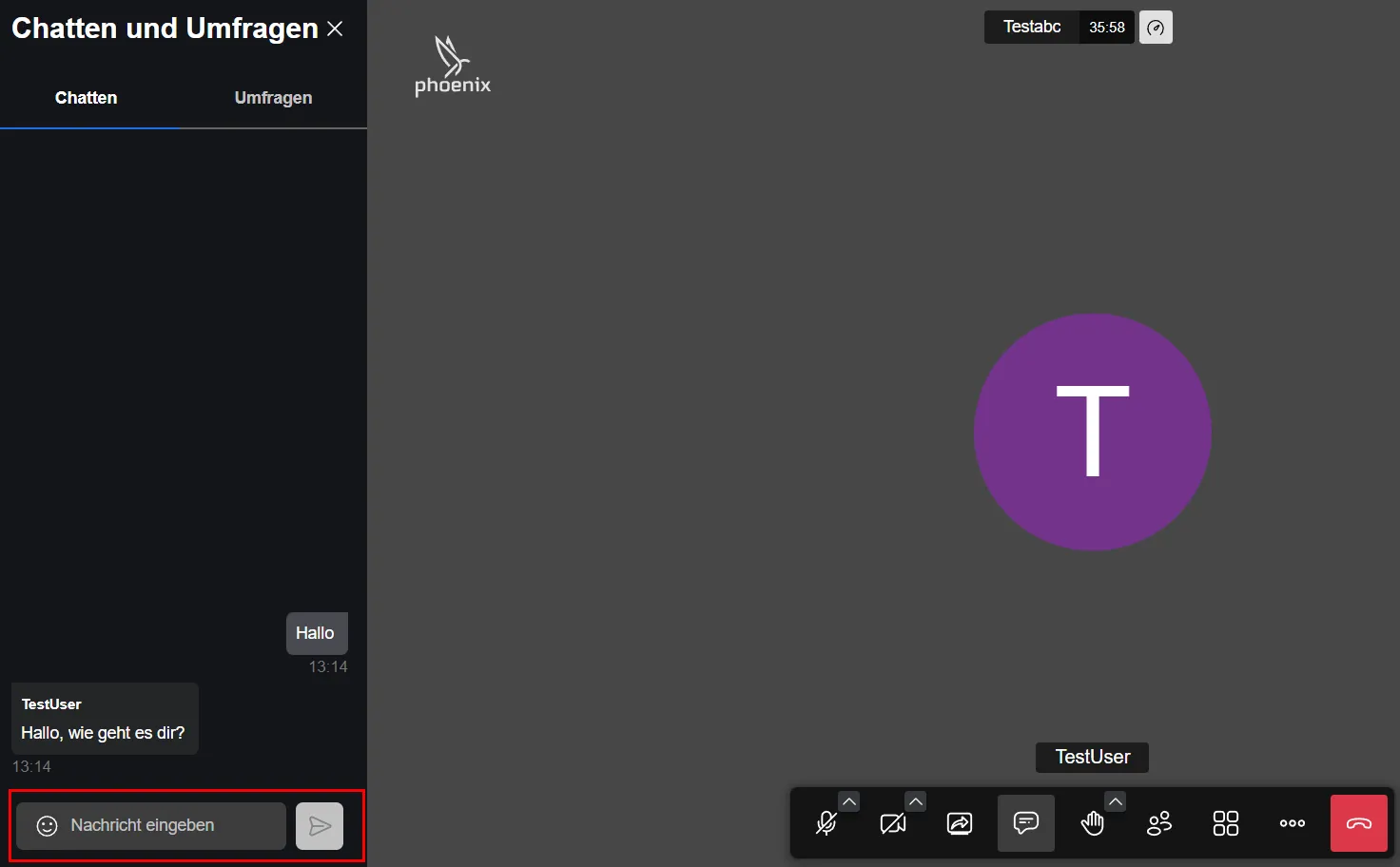 Chat-Fenster: Nachricht eingeben Chat-Fenster: Nachricht eingeben