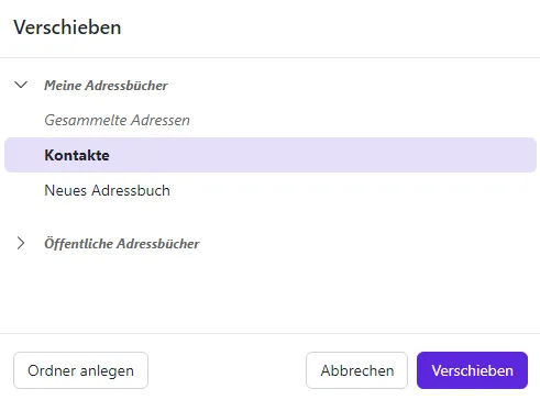 Kontakt verschieben Kontakt verschieben