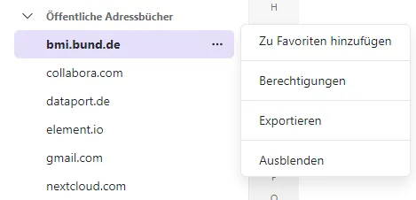 Öffentliche Adressbücher Funktionen Öffentliche Adressbücher Funktionen