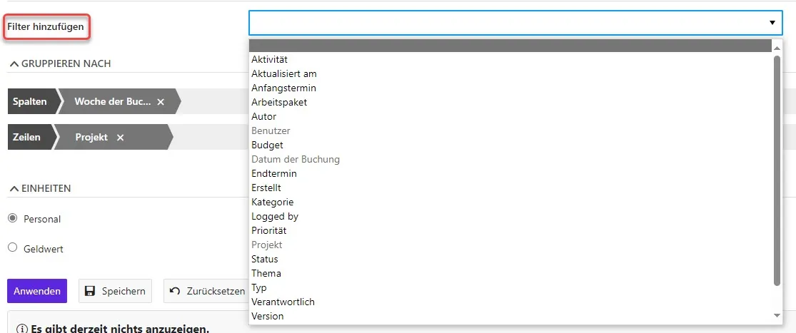 Filter-Auswahl Filter-Auswahl