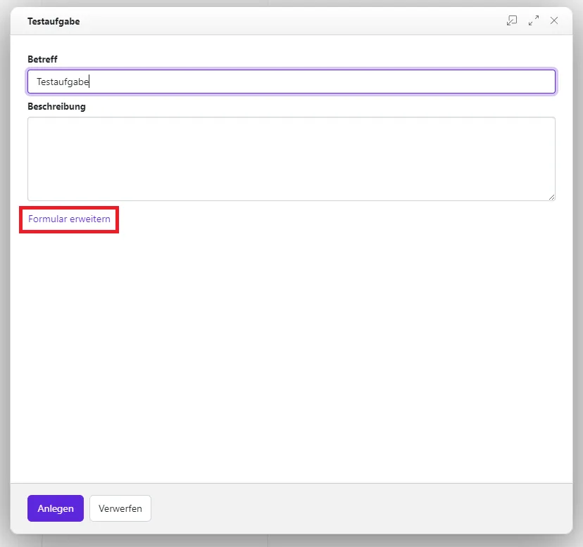 Formular erweitern Formular erweitern