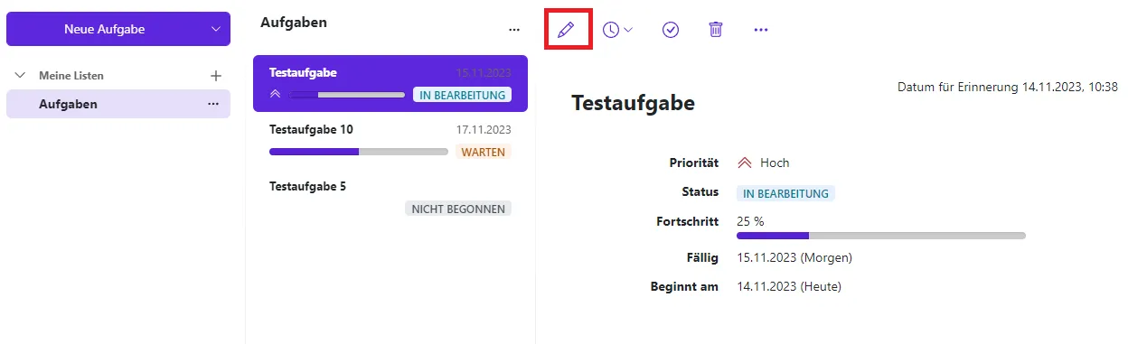 Aufgabe bearbeiten Aufgabe bearbeiten