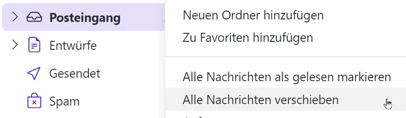 E-Mails verschieben über das Dropdown-Menü (Ordnerliste) E-Mails verschieben über das Dropdown-Menü (Ordnerliste)
