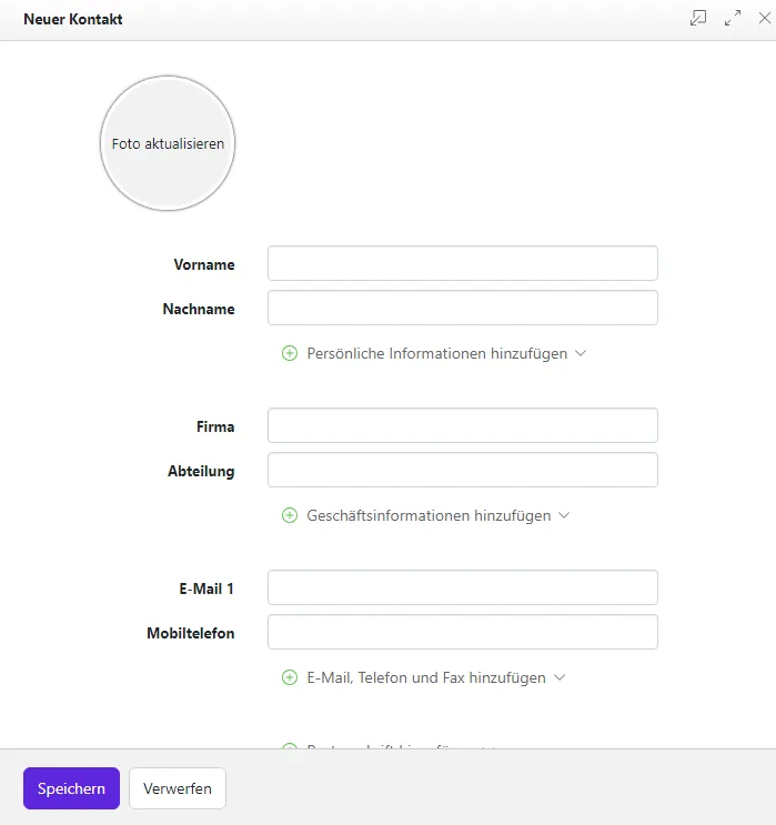 Kontaktdaten eingeben Kontaktdaten eingeben