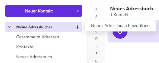 Neues Adressbuch hinzufügen Neues Adressbuch hinzufügen