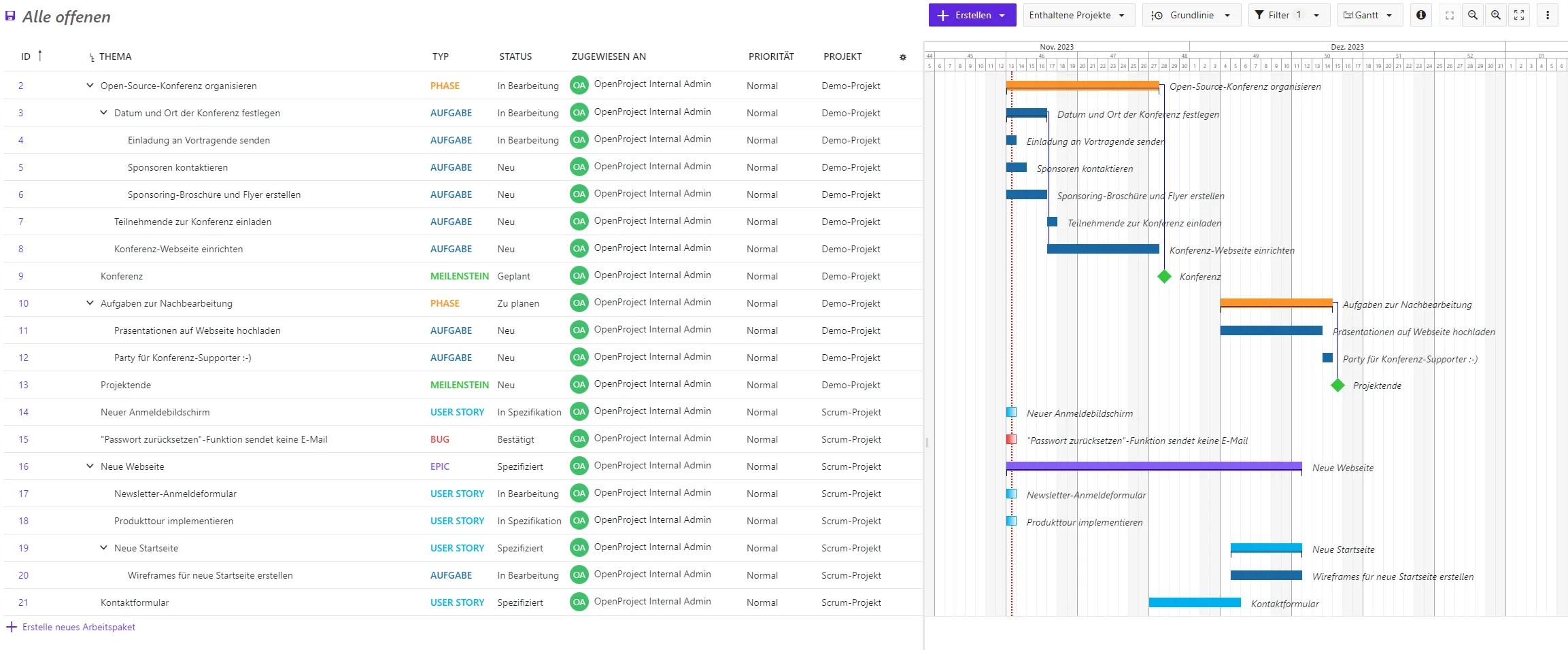 Gantt-Diagramm bearbeiten Gantt-Diagramm bearbeiten