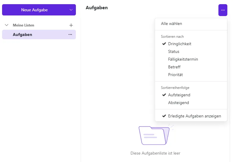Aufgaben anordnen Aufgaben anordnen
