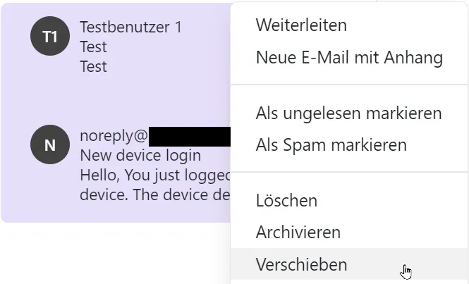 Verschieben im Dropdown-Menü Verschieben im Dropdown-Menü