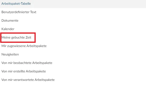 Meine gebuchte Zeit-Widget Meine gebuchte Zeit-Widget