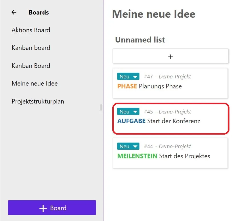 Fügen Sie Aufgaben zu einer Spalte hinzu Fügen Sie Aufgaben zu einer Spalte hinzu