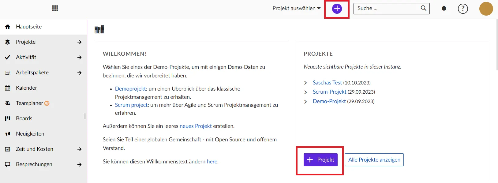 Neues Projekt erstellen Neues Projekt erstellen