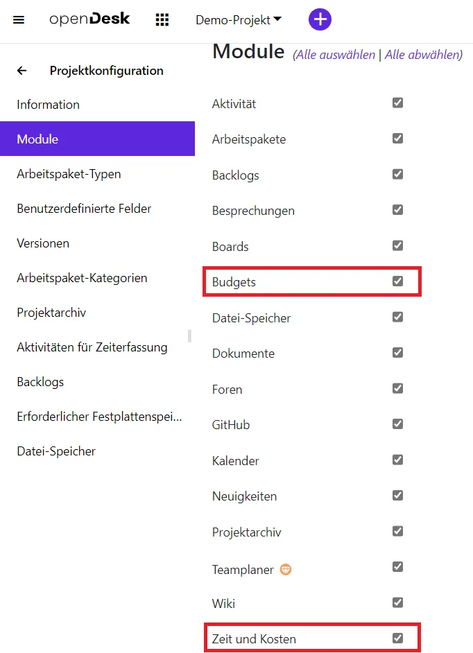 Module aktivieren Module aktivieren