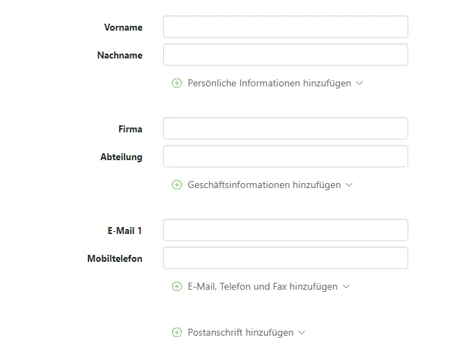 Kontaktdaten eingeben Kontaktdaten eingeben