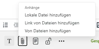 Anhänge Die Schaltfläche Anhänge und benachbarte Schaltflächen