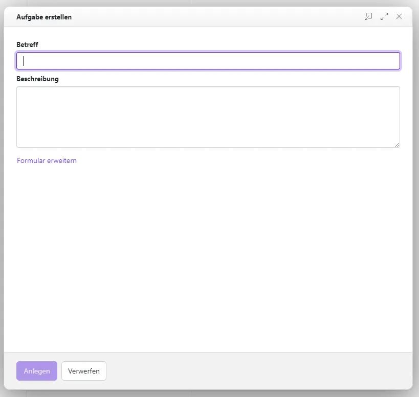 Neue Aufgabe erstellen Neue Aufgabe erstellen