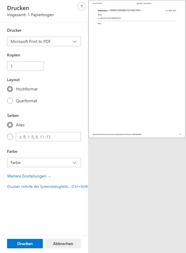 Der Drucken-Dialog Der Drucken-Dialog