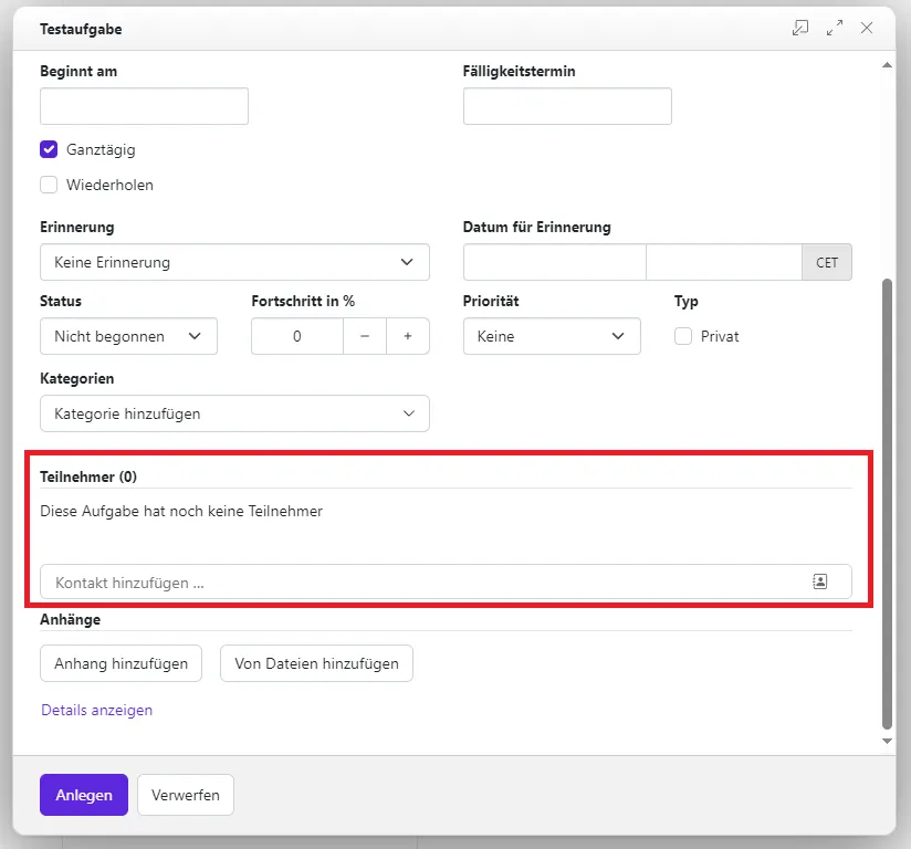 Teilnehmerbereich Teilnehmerbereich