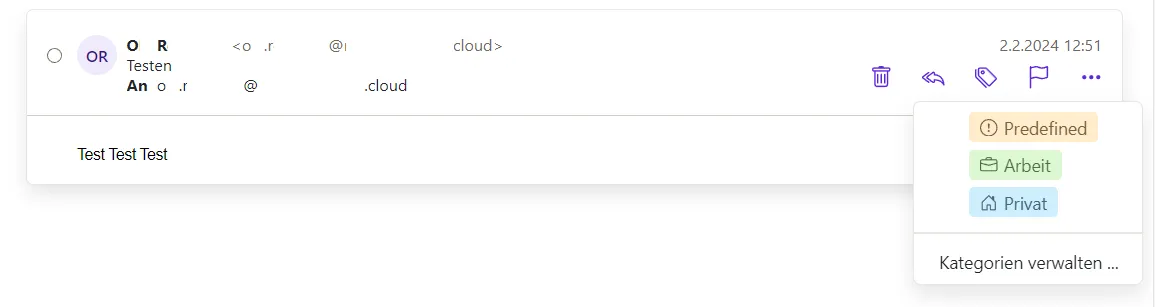 Mail einer Kategorie zuweisen Mail einer Kategorie zuweisen