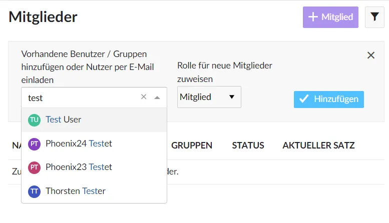 Mitglieder hinzufügen Mitglieder hinzufügen