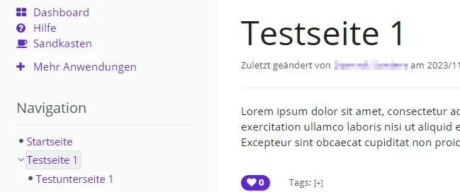 Testseite 1 Testseite 1 ist geöffnet
