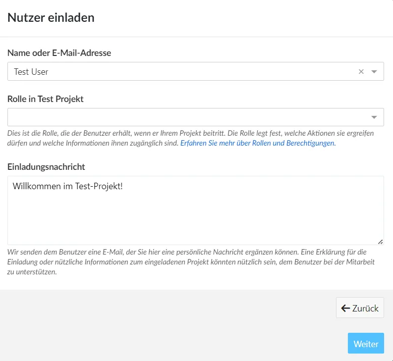Nutzer einladen Nutzer einladen