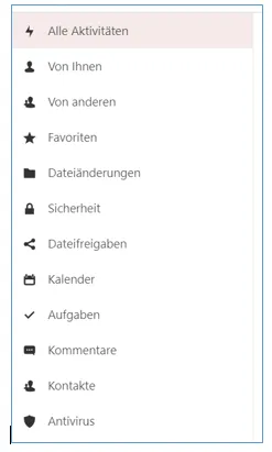 Filter für Aktivitäten Filter für Aktivitäten