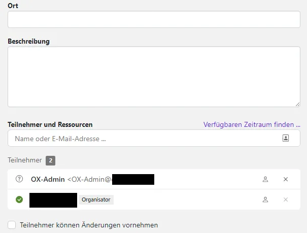Termin anlegen, Ort, Beschreibung, Teilnehmerinnen und Teilnehmer einladen Termin anlegen, Ort, Beschreibung, Teilnehmerinnen und Teilnehmer einladen